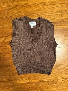 Calle Del Mar V-Neck Knit Sweater Vest Chocolate